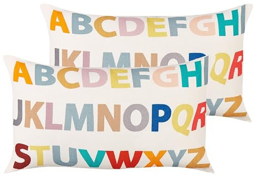 Set di 2 cuscini decorativi per la cameretta dei bambini Modello alfabetico in cotone Multicolore