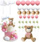Teddybär Kuchen Dekoration, 33 Stück Tortendeko Geburtstag, Cake Topper mit Kugeln, Wolke, Sterne, Bär Kuchen Topper für Mädchen Junge Babyparty Hochzeit