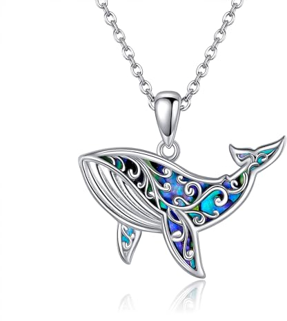 ONEFINITY Wal Kette 925 Sterling Silber Wal Anhänger Abalone Shell Ozean Halskette Wal Schmuck Geschenke für Frauen