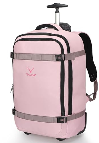 Hynes Eagle Valise Trolley Bagage Soute Roulette Valise Bagage de Cabine Sacs de Voyage a roulettes Sac a Dos Cabine Avion 42L Rose