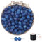 ftiemlovde 60 Rondes Perles pour Bracelet，Oeil Collier Perle Pierre Naturelle pour Bijoux （Bleu Foncé Scintillant 8mm）