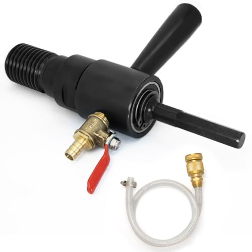 DaduoRi 1 1/4-7 Male Thread to 1/2 Hex Shank Core Drill Adapter - Water Injection Capable, Includes Solid Brass Hose Quick Connector - Compatible with 1 1/4-7 Core Bits for Concrete Core Drilling