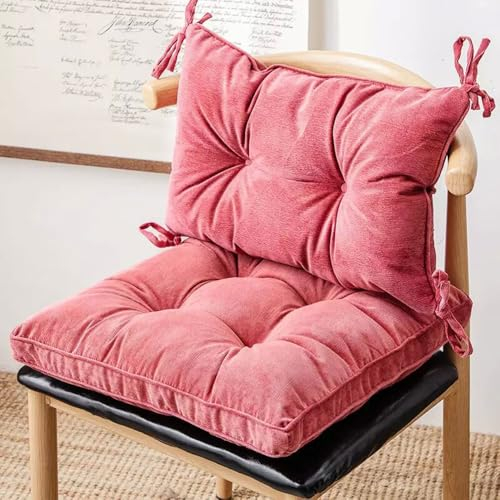 Surwin Polsterauflagen für Gartenstuhl, Dicke Stuhlkissen Weich Bequem Gartenstuhlauflage, Kissen für Rattanmöbel und Gartenstuhl Hochlehner Auflage (43x43cm+30x45cm,Rosa)