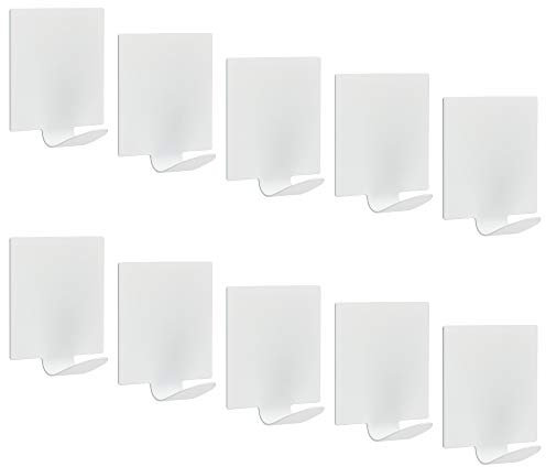 Mooche 10 Stück 4.5cm Handtuchhalterhaken ohne Bohren, 304 Edelstahl Klebehaken, extra-stark selbstklebend Wandhaken für Küche und Bad, Weiß