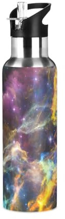 Yopersonalizes Insulated Water Bottle with Straw 600 ml/20 oz Galaxy Space Nebula Stainless Steel Sports Water Bottles Leakproof Hot Cold Metal Drink Flask for Travel Gym