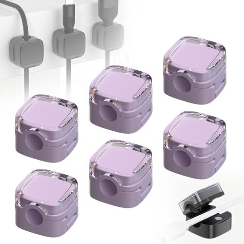 6PCS Charging Cable Magnetic Cable Organizer Storage Holder, 2024 New Magnetic Cable Clips, Kabelhalter Selbstklebend, Kabel Organizer Selbstklebend für Schreibtisch (Purple)