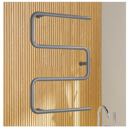 WRJAHCG Termostato Termoarredo Bagno in Acciaio Inossidabile,Scaldasalviette Elettrico A Parete,Smart Radiatore da Bagno,Grigio,Hard Wired