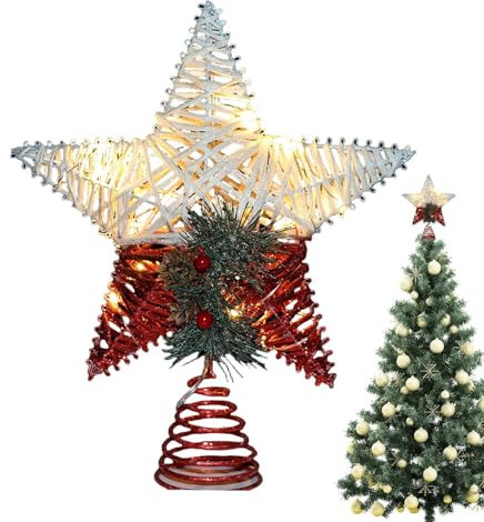 Puntale a Stella per Albero di Natale | Topper Luminoso | Ornamento Illuminato per Decorazioni Natalizie e Vacanze