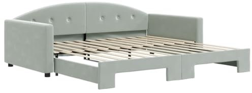 Willood, Sofabetten, Bettgestelle, Tagesbetten, 2-in-35 Sofabetten, Samtbettgestelle,Hellgrau,100 x 200 cm,mit Bettkasten