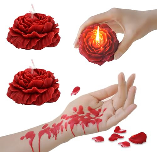 Premium Rose-Shaped Low Heat Sensual Candles - Handcrafted Red Roses with Natural Fragrance, Safe for Indoor/Outdoor Use, Ideal for Date Nights & Romantic Occasions