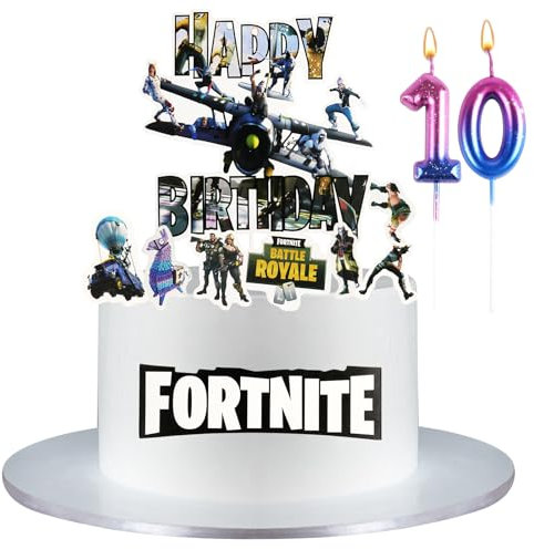 Alaoo Decoration Cake Topper,10th Topper Gateau Décorations de Gâteau D'anniversaire en Forme de Jeu Vidéo,Anniversaire Decoration Gateau pour Enfants,Filles,Garçons,Les fêtes à thème de Jeu Vidéo