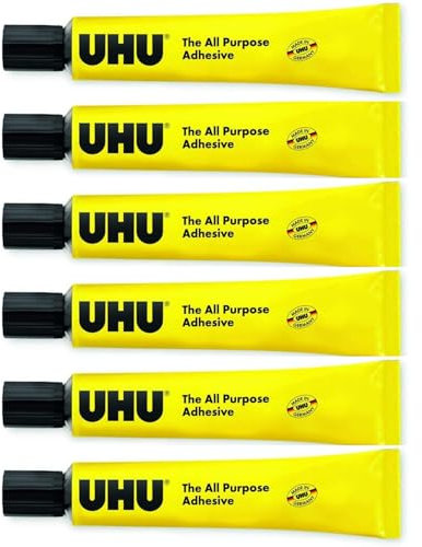 UHU All Purpose Glue Adhesive - Liquid Synthetic Resin Adhesive - 20ml Tubes - Pack of 6 Tubes