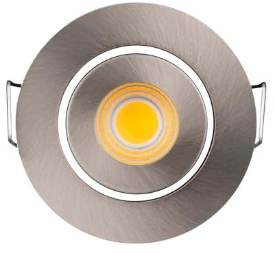 JOYINLED 1er-Pack 3 W Mini-Einbaustrahler Warmweiß Kleiner Ausschnitt Lochgröße 4,2-4,5 cm mit LED-Treiber, Mini-Strahler für DIY Vitrinenbeleuchtung Zuhause, COB, dimmbar(Nickel,3000K)