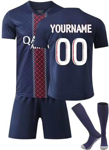 Enfant Maillot de Football 24/25 Nouveau Ensemble de Foot Enfant et Homme Nom et numéro personnalisés, Équipement Football Entrainement T-Shirt et Short Chaussettes Convient aux Femmes et aux Adultes