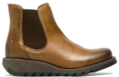 Fly Womens SALV Chelsea Leather Ankle Casual Wedge Heel Boots