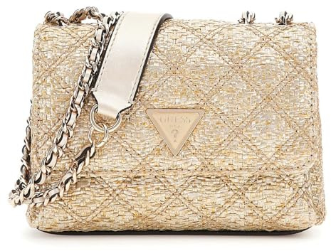 GUESS Umhängetasche Schultertasche Giully II Mini Two Compartment Convertible Flap Bag Gold goldfarben