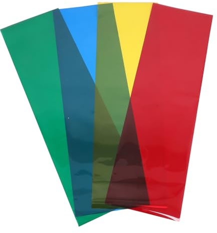SAFIGLE 4 rotoli di pellicola colorata per finestre per illuminazione fotografica, 30 cm di larghezza, set di adesivi per vetro colorato con giallo, rosso, verde, blu, 1 metro ciascuno, pellicola