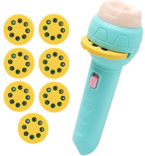 Hotainoys Lampe de Poche projecteur de Diapositives avec 56 modèles, Torche projecteur avec Animaux, Fruits, transports pour Enfants, Jouets d'apprentissage pour l'éducation précoce (3 Ans et Plus)