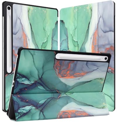 Techsuit für Samsung Galaxy Tab S10 FE Plus Hülle mit 360 Schutz, Mikrofaser Innenfutter, Verstellbare Betrachtungswinkel, Schlankes Design, FoldPro Series, PU Leder, Green Time