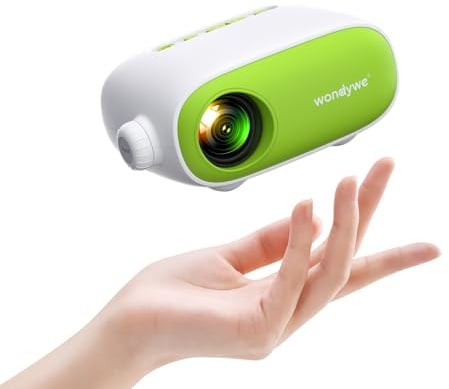 wondywe | Proiettore Portatile, Regalo per Guardare Film – Immagine da 137 Pollici, 480P, Supporta Chiavetta TV/PC – Designi Ultra Portatile, Mini Proiettore