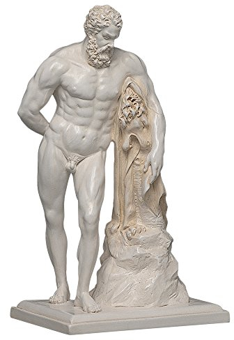 Herkules Farnese Skulptur aus hochwertigem Zellan, echte Handarbeit Made in Germany Figur, Statue in weiß, 26cm