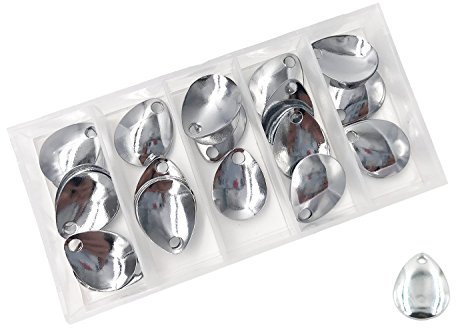 Spinnerklingen für Harte Köder, Spinnerköder 50 Stück, Fishing Spinner Blade Spinnerblatt Spinnerblätter für Spinn & Meeresvorfächer Hard Lures Worm Spinner Baits (Silver, S)