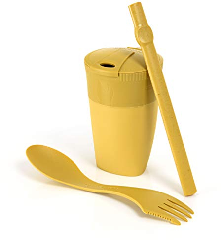 Light My Fire Camping Mess Kit – 3 Stück – wiederverwendbarer Strohhalm, faltbarer Becher & Camping-Göffel – BPA-frei wiederverwendbare Campingutensilien – Reiseutensilien Camping – Biobasiertes