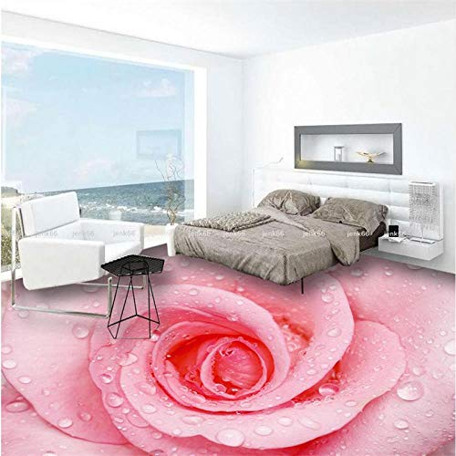 Pink Rose Pvc Wasserdichter Boden Individuelles Foto Selbstklebender 3D Boden 3D Wandbild Bodenbelag Home Decoration-430 * 300Cm
