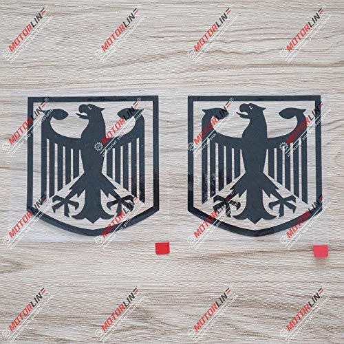 2er-Set Schwarz, 10,2 cm Bundesadler, Wappen Deutschlands, Decal-Aufkleber, Auto-Vinyl, konturgeschnitten, gerahmt