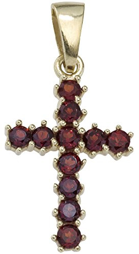 Jobo Damen-Anhänger Kreuz aus 8 Karat 333 Gold mit Granat