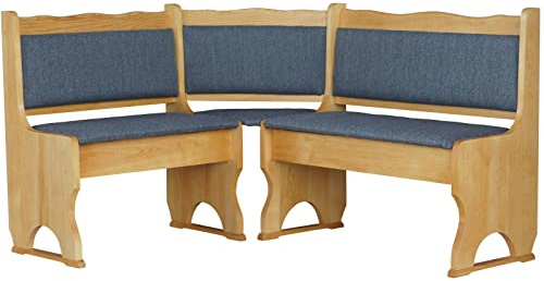 k koma Polster Eckbank Kiefer Holz, Alder Farbe mit Polsterung MASSIVHOLZ - NEU GRAU DUNKEL (140 x 160)