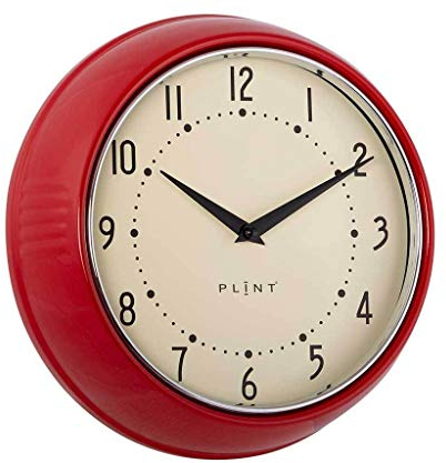 Vintage Home Plint - Reloj de pared retro, para la cocina, diseño danés, metal, color rojo