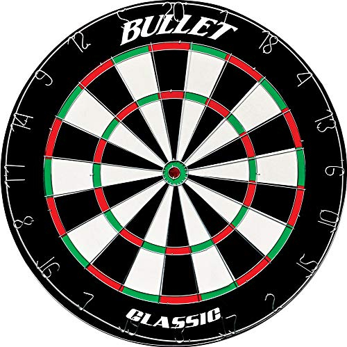 BULLET-Darts Dartscheibe mit Offiziellen Turniermaßen - Aus Sisal mit extra dünner Stahlspinne - Dartscheibe Steeldarts - Ø45cm - 4CM Dicke - Für Profi und Hobby Darter - inkl. 21 Steeldarts