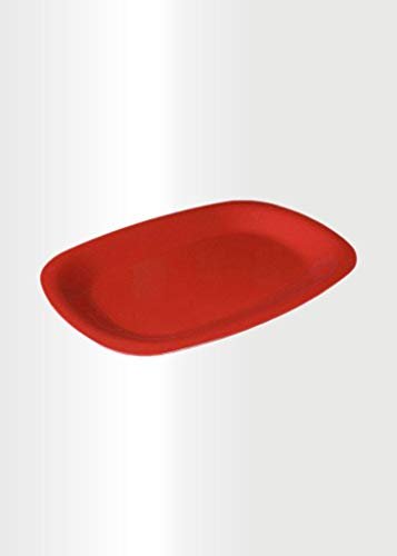 ECO 2 Pack Large 34.4 x 25.3 cm Sandwich Platter Trays | Set of 2 Plastic Platters | Plastic Buffet Trays for Parties, BBQs & Catering Events | Multi-Color Serving Trays (Red)