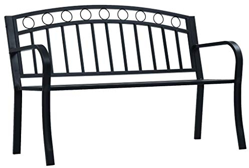 Tidyard Gartenbank 125cm Sitzbank Gartenm?Bel Parkbank Bank geschwungene Armlehnen aus Metall,Balkonbank Terrassenbank Garten Balkon Terrasse 125 x 53 x 84 cm für Garten, Vorgarten, Park, Stahl