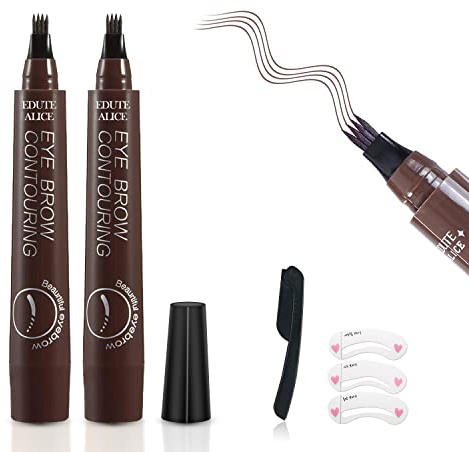 Matita Sopracciglia, Ksndurn Penna per Sopracciglia Effetto Pelo Marrone Scuro 2 Pezzi - Matita Sopracciglia Waterproof