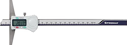 Promat Tiefenmessschieber DIN 862 200mm digital, Metall, 0,03 mm genau, 200 mm Reichweite, 30 mm Breite, 200 mm Länge, Teilenummer 4000851221