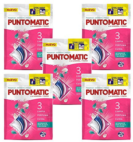 Puntomatic Detergente Para La Ropa Blanca Y De Color 50 Capsulas En 5 Paquetes (5)