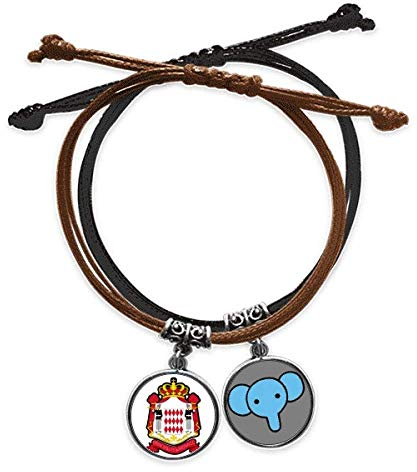 Fürstentum Monaco National Emblem Armband Seil Handkette Leder Elefant Armband