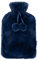 LIVIVO 2L Hot Water Bottle with Insulating Cover Featuring Decorative Pom-Poms - Keep Cosy and Warm (Navy)