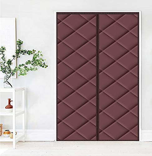 Cozomiz Isolant Thermique Isolation Porte Avec Magnétique Moustiquaire Rideau De Porte Isolant Coton Rideau d'occultation Coupe-vent Imperméable Isolation Phonique 90x200cm Marron