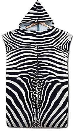 FANSU Badeponcho Strand Poncho Kapuze, Drucken Mikrofaser Strandtücher Handtuch Bademantel Badetuch Duschtücher Handtücher Für Umziehhilfe beim Wassersport Damen Herren (Zebramuster,65x75cm)