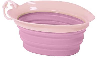 United Pets Leaf Bowl Design Reisenapf für Hunde, faltbar und zum mitnehmen, aus ungiftigem Silikon, Rosa, Einheitsgröße