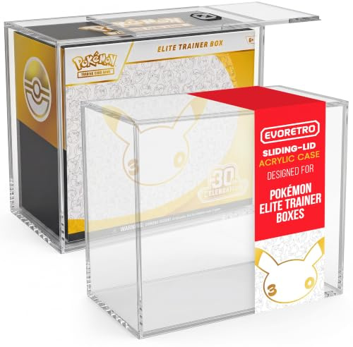 EVORETRO ETB Acryl-Schutzhülle für Pokemon, Schiebedeckel | 1 Stück, 4,0 mm dick, UV-beständig und säurefrei, stapelbar, kratzfest, kompatibel mit Pokemon ETBs in Standardgröße