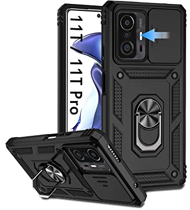 WeiCase Hülle für Xiaomi Mi 11T 5G / 11T Pro 5G, Kameraschutz mit Slide Camera, Rüstung Schutzhülle mit 360 Grad Ring, Metall Halter Magnet Ständer, Silikon Stoßfest Handyhülle für Mi 11T / 11T Pro