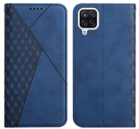 KOUYI Cover per Samsung Galaxy A12, Custodia Portafoglio,Cover Libro,Pelle Flip/Folio Case con [Funzione di Supporto] [3-Scheda Slot] [Magnetica] Antiurto (Blu)