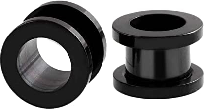Homxi 2PCS Tunnel Plug 8mm,Ohr Tunnel Edelstahl 0G Ohrringe Herren Plug Schwarz Hoop Ohr Plug Set Schwarz