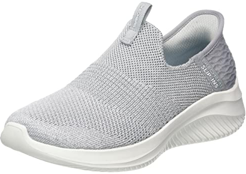 Skechers Women's Ultra Flex 3.0 Smooth Step Sneaker, Light Grey Knit Jersey Trim, 8 UK