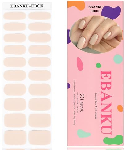 EBANKU 20PCS UV Gel Nagelfolie, Cover Nackt Nagelfolie Selbstklebend UV Gel Wraps Nagelaufkleber Nagelfolie UV Härtend mit Nagelfeile und Stick fur Frauen Mädchen Nageldekoration