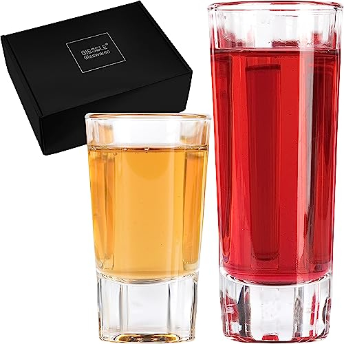 GIESSLE® 20er Schnapsgläser Box SET mit 6cl Likörgläser und 2cl Wodka Pinnchen